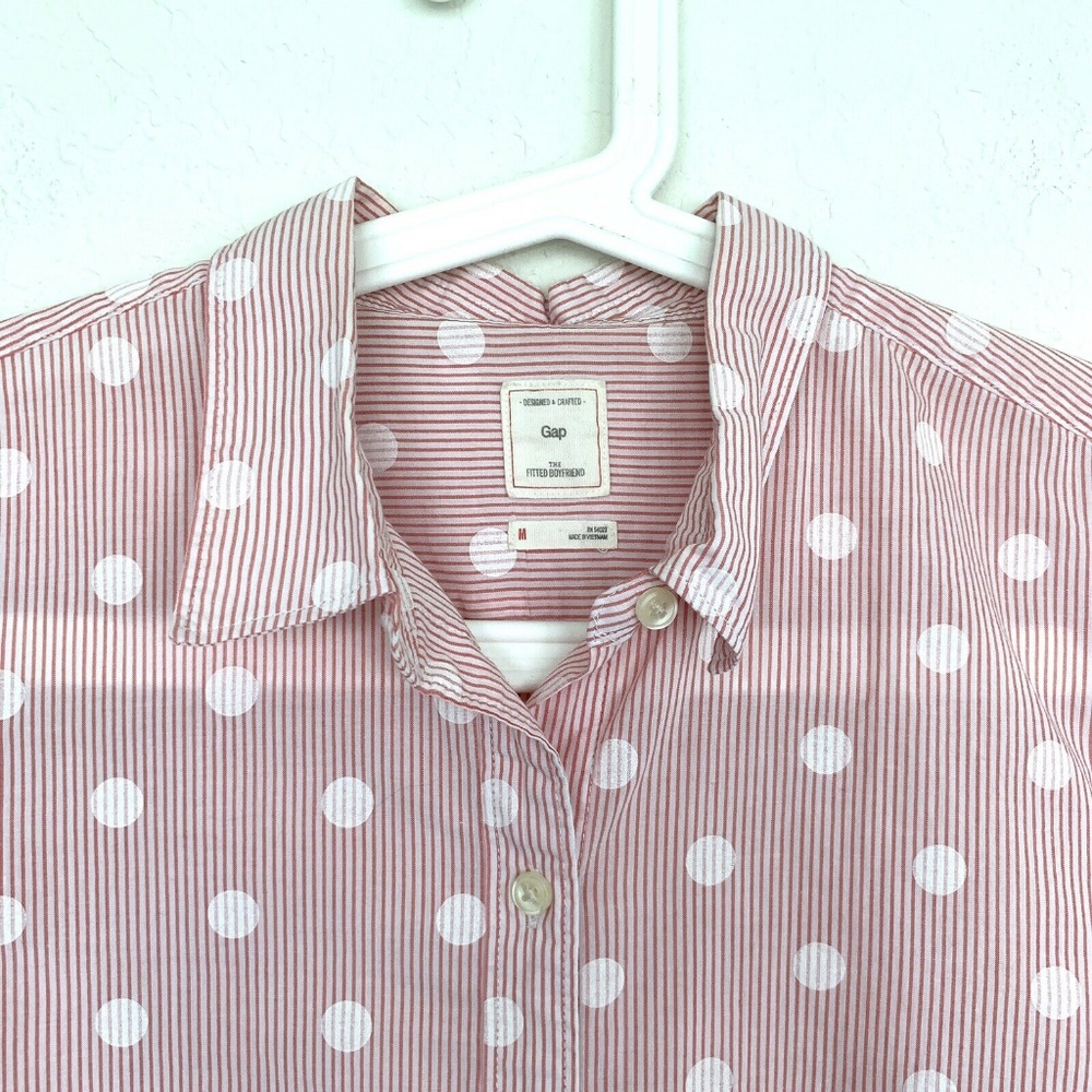 Gap Polka Dot Stripe Boyfriend Button Down Shirt - Picture 3 of 8